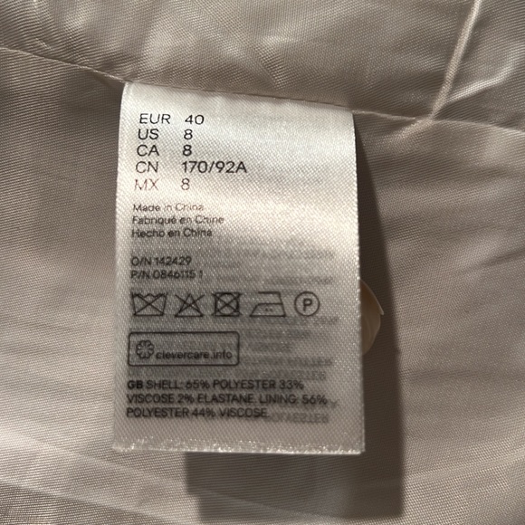 Neutral Glenn plaid H&M fitted classic blazer with pink accent sz 8 - Picture 5 of 6